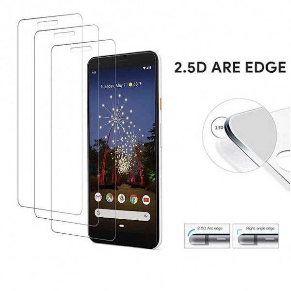 2-PAK Google Pixel 3a Hærdet glas 0,26 mm 2,5D 9H Transparent