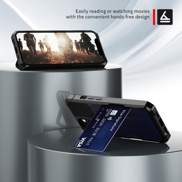 iPhone 14 Max Exclusive Shockproof veske med Solid V2-kortspor Black