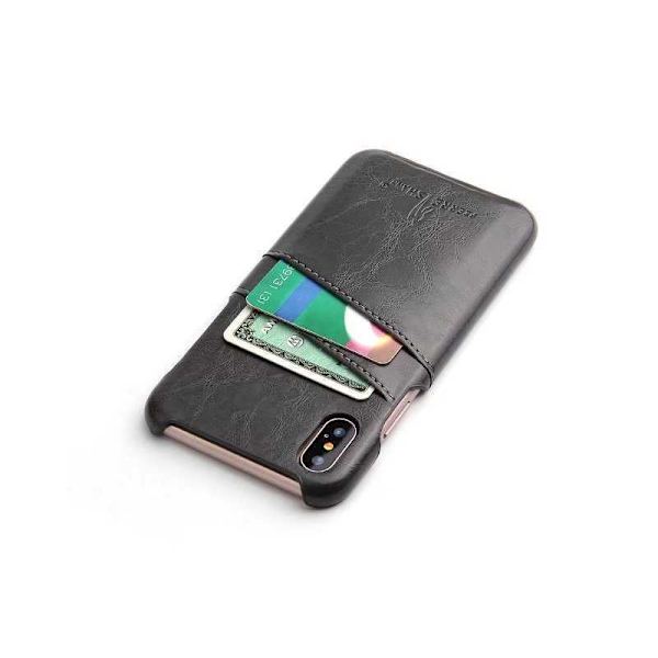 iPhone X Skal Korthållare Retro Svart