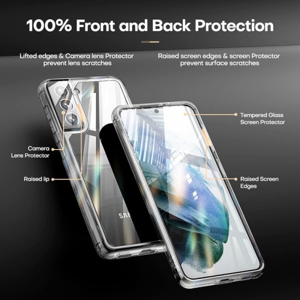 Komplet 3-i-1 beskyttelse til Samsung S21 Transparent