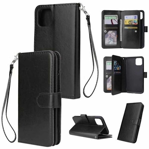 iPhone 14 Praktisk Plånboksfodral med 12-Fack Array V4 Svart