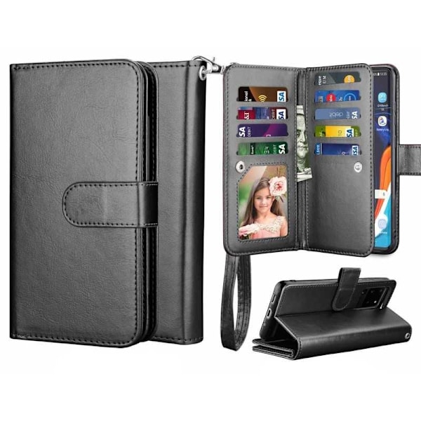 Samsung S20 Plus Praktiskt Plånboksfodral 2in1 med 11-Fack Loop Svart