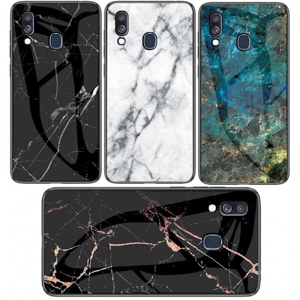 Samsung A40 Marble Shell 9H karkaistu lasi tausta Glassback V2 Green Emerald Green