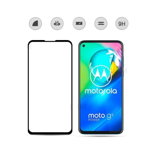 2-PACK Motorola G8 Power hærdet glas 0,26 mm 2,5D 9H Fullframe Transparent