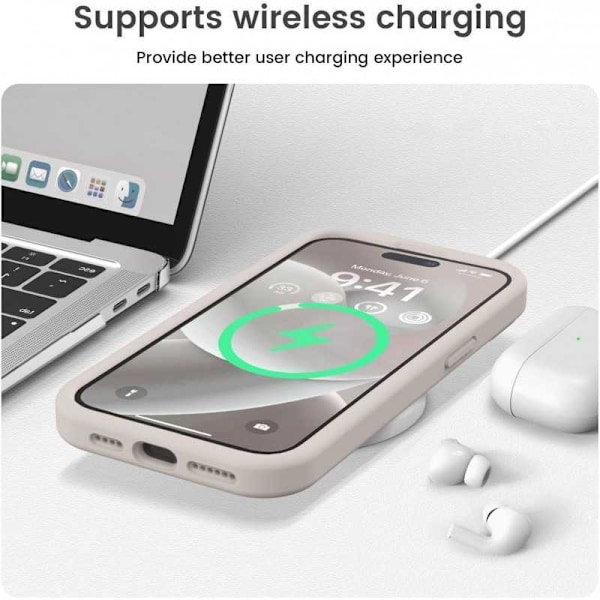 iPhone 16 Pro Gummibelagt Skal med Kameraskydd Liquid V2 - Retro White
