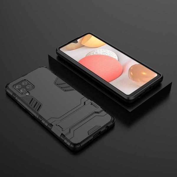 Samsung A42 5G iskunkestävä kotelo jalustalla ThinArmor Black