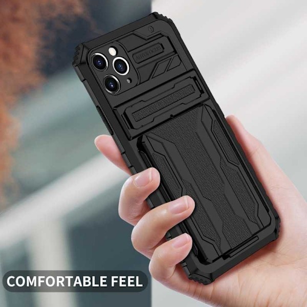 iPhone 11 Pro Max Slagfast Shell Kickstand & kortrum ThinArmor V3 Black