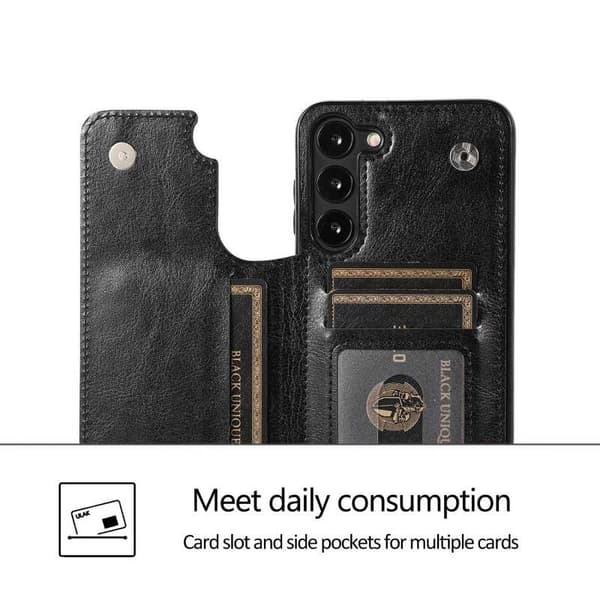 Samsung S23 iskunkestävä kansikorttipidike 3-taskuinen Flippr