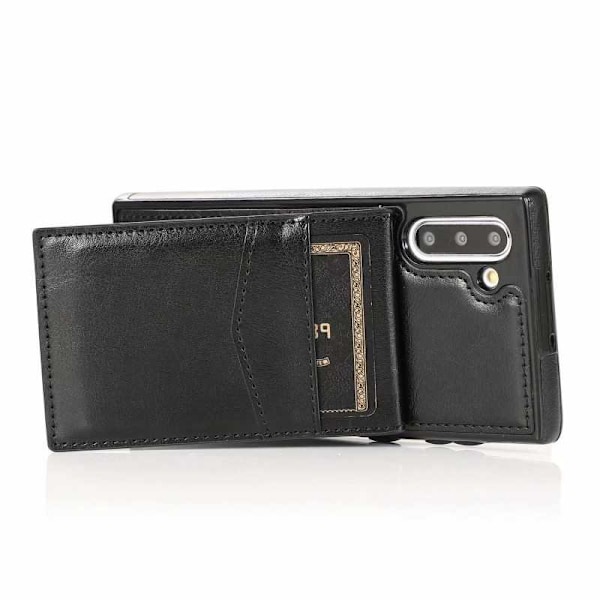 Samsung Note 10 Mobilskal Korthållare 5-FACK Retro V3 Svart