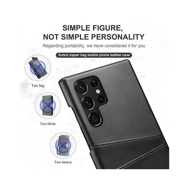 Samsung S24 Ultra stødabsorberende mobildækselkortholder Suteni Black