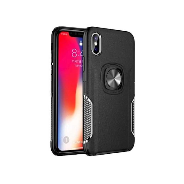 iPhone XS Max käytännöllinen iskunkestävä suojus sormustelineellä V5 Black