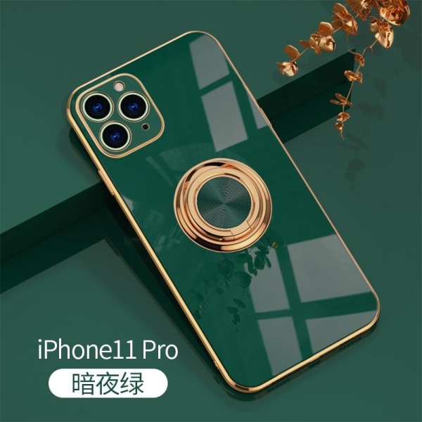 iPhone 11 Pro Elegant & Stöttåligt Skal med Ringhållare Flawless Mörkgrön