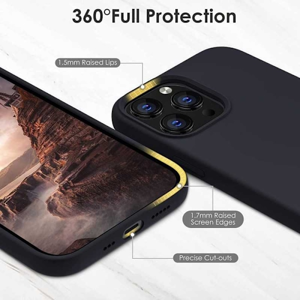 iPhone 12 Pro Gummibelagd Mattsvart Silikon Skal Svart