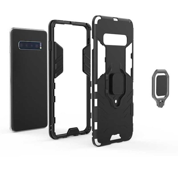 Samsung S10 Plus iskunkestävä kansi, jossa rengaspidike ThinArmor (SM-G975F) Black