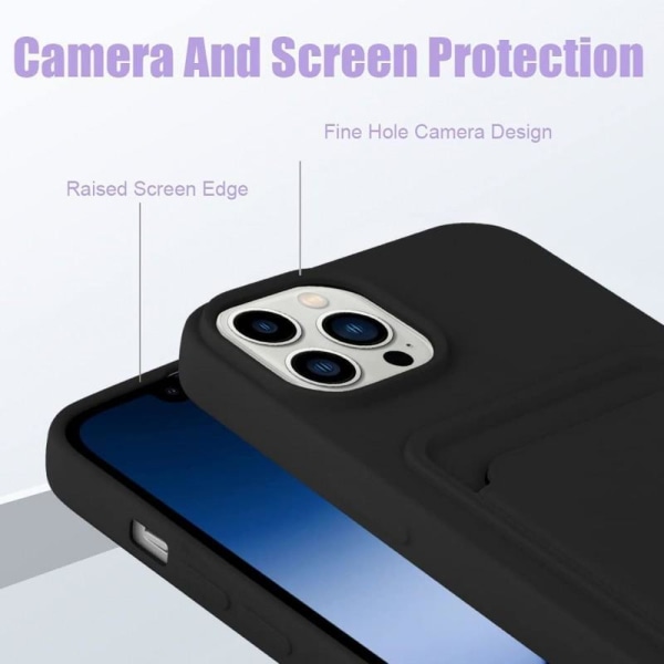 iPhone 13 Pro Gummibelagd Stöttåligt Skal med Kortfack Liquid Marinblå