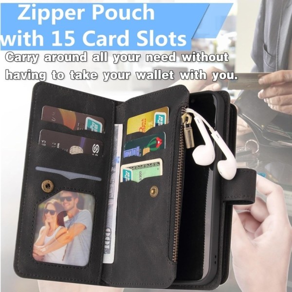 iPhone 12 / 12 Pro Multifunktionellt Plånboksfodral Zip 13-Fack