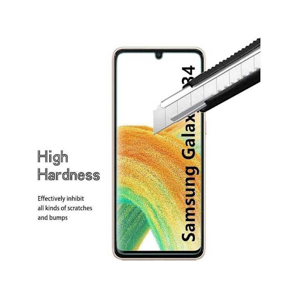 2-PACK Samsung A34 5G FullFrame® 0,26 mm 9H hærdet glas Transparent