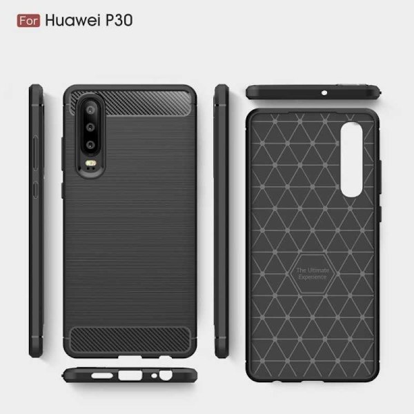 Huawei P30 Stöttåligt Stötdämpande Skal SlimCarbon Svart