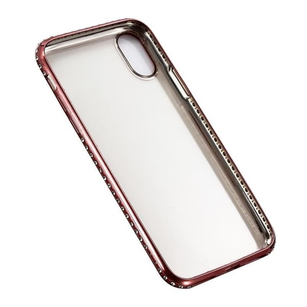 iPhone X stødabsorberende gummicover med rhinsten Rosenguld