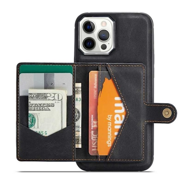 iPhone 12 Pro stødsikker etui med magnetisk kortholder JeeHood Black