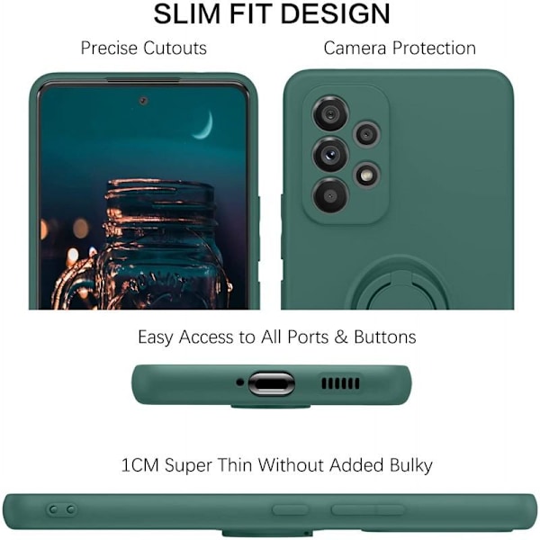 Samsung A33 5G iskunkestävä kotelo CamShield-renkaan pidikkeellä Green