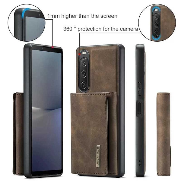DG.MING Detach 2in1 8-FACK Magnetisk Skal Korthållare Xperia 10 V Svart