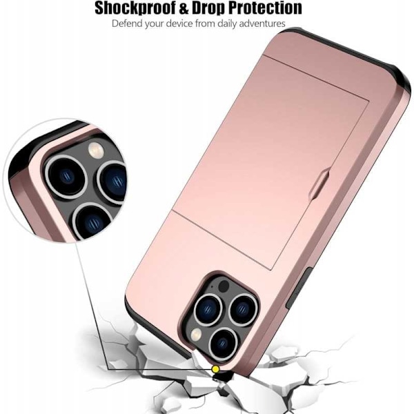 iPhone 13 Pro Stöttåligt Skal Kortfack StreetWise - Roseguld