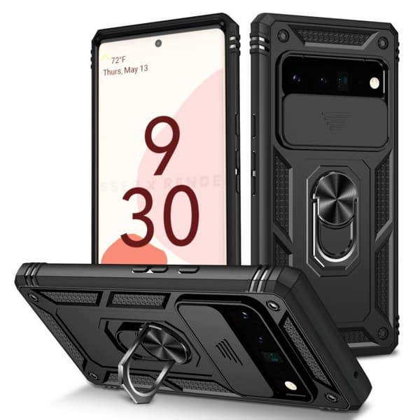 Google Pixel 8a Hybridskal med Ringhållare & Kameraskydd - Svart