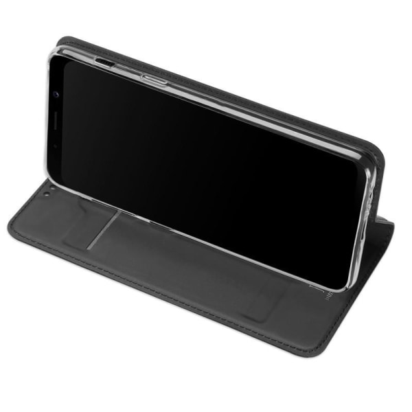 Samsung A8 2018 Eksklusiv Flip Case Smooth-kortspor Svart