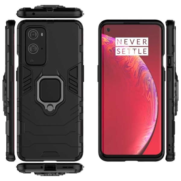 OnePlus 9 Pro iskunkestävä kotelo ThinArmor sormustelineellä Black