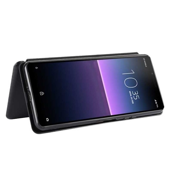 Xperia 10 II Flip-etui Kortrum CarbonDreams Black