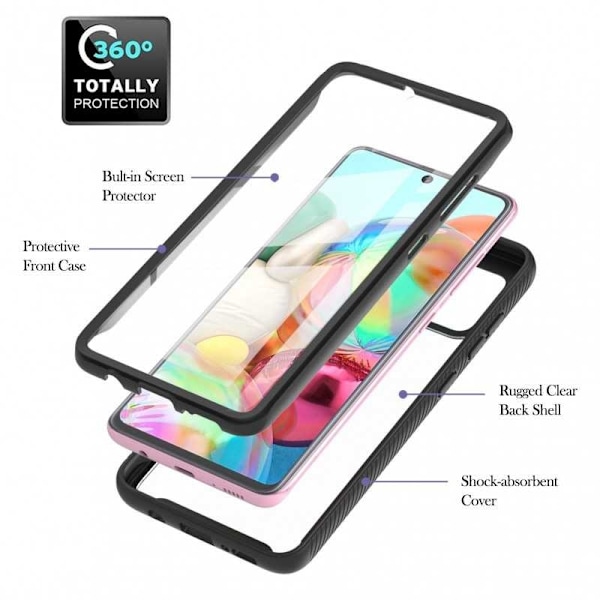 Samsung A71 Full Coverage Premium 3D-etui ThreeSixty Transparent