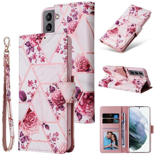 Samsung S22 Trendy Pung Etui Sparkle 4-RUMMET Rosa
