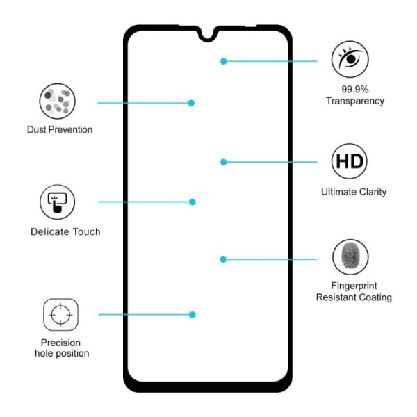 2-PACK Redmi Note 7 hærdet glas 0,26 mm 2,5D 9H fuldramme Transparent