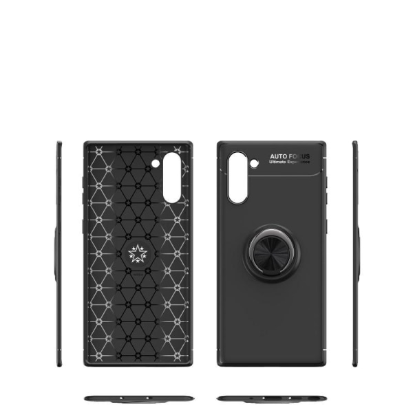 Samsung Note 10 Praktisk Stöttåligt Skal med Ringhållare V3 Black