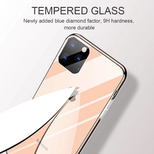 iPhone 12 Pro Max Stötdämpande Skal 9H Härdat Glas Baksida Glassback Transparent