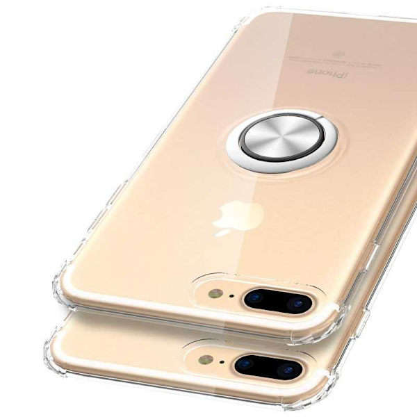 iPhone 7 Plus Iskunkestävä suojus sormustelineellä Fresh Transparent
