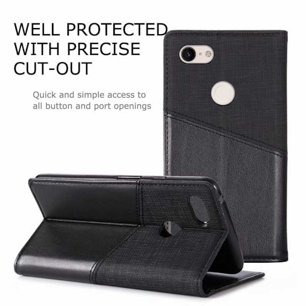 Elegant etui til Google Pixel 3 i PU-læder med RFID-blok Black