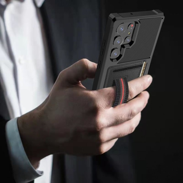 Samsung S23 Ultra stødsikkert cover med kortrum Solid V5 Black