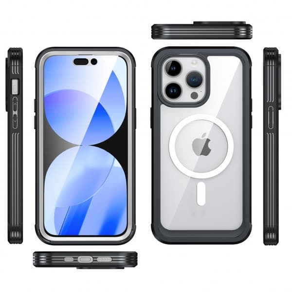 iPhone 15 Pro Heltäckande Magsafe Premium 3D Skal 3in1 ThreeSixty