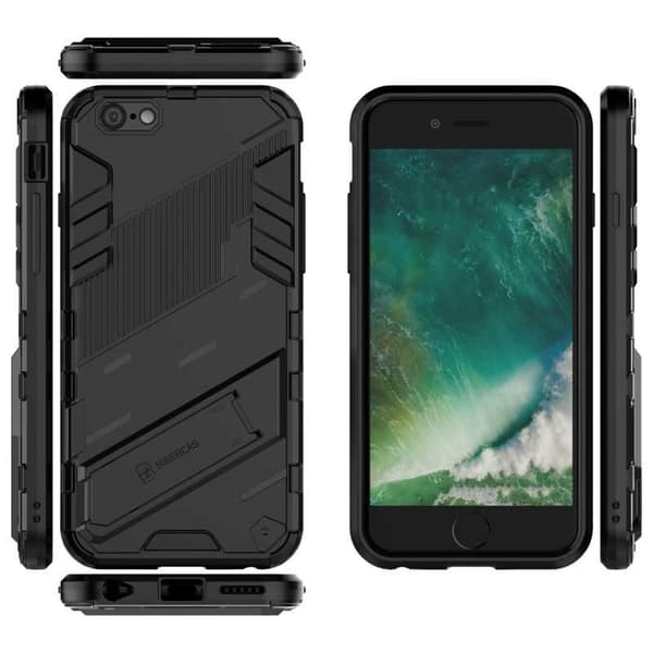 iPhone 6S Plus iskunkestävä kotelo jalustalla ThinArmor V2 Black