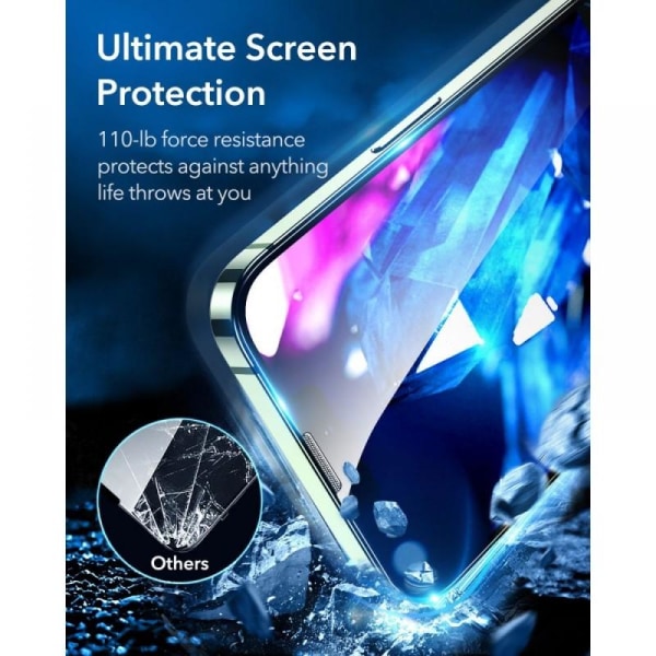 2-PACK iPhone 13/13 Pro ESR 9H 0,26 mm hærdet glas med installat Transparent