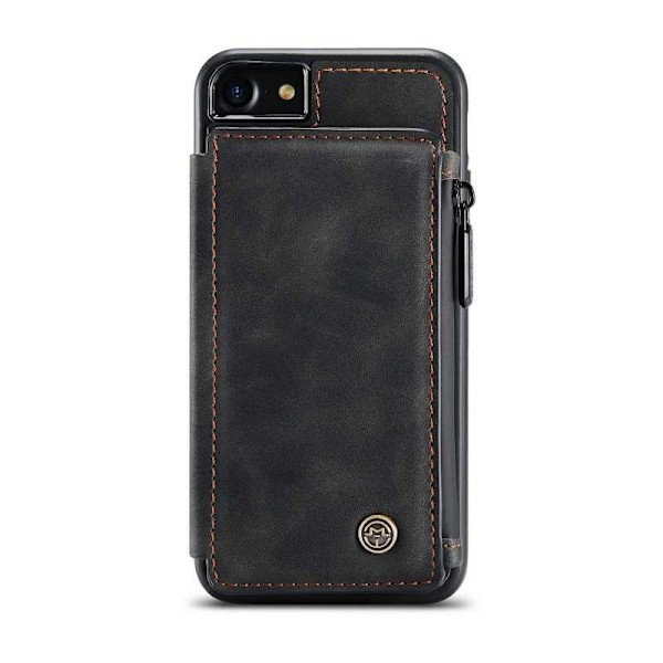 iPhone 7 -kotelon korttipidike ja vetoketju 4-POCKET CaseMe Flippr Black