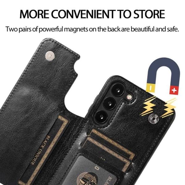 Samsung S23 Plus iskunkestävä kansikorttipidike 3-taskuinen Flippr Black
