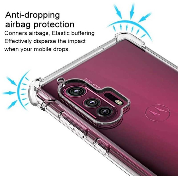 Motorola Edge Plus stødabsorberende silikone Shell Shockr Transparent
