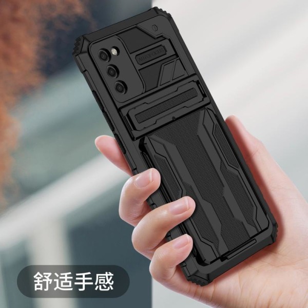 Samsung A02s Stöttåligt Skal Kickstand & Kortfack ThinArmor V3 Black