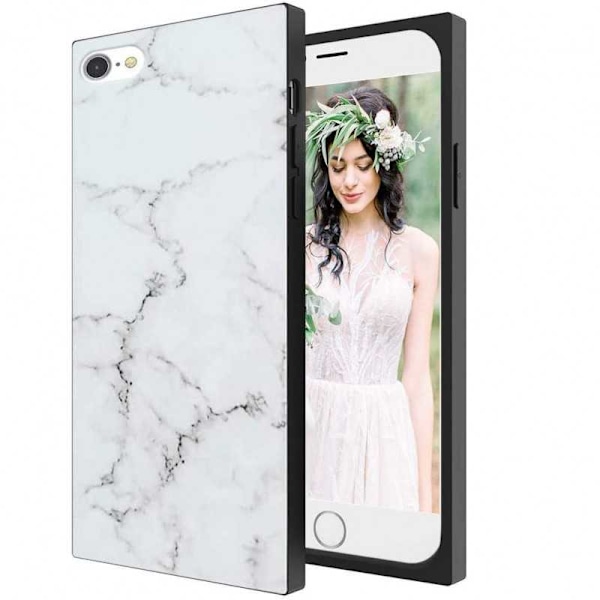 iPhone 8 & 7 Stilfuld Marble Shell Square Svart