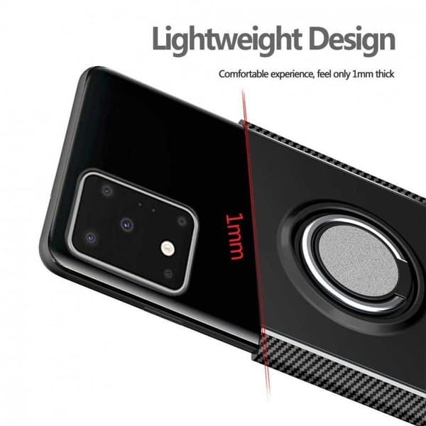Samsung S20 Ultra Practical iskunkestävä kotelo sormustelineellä V2 Black