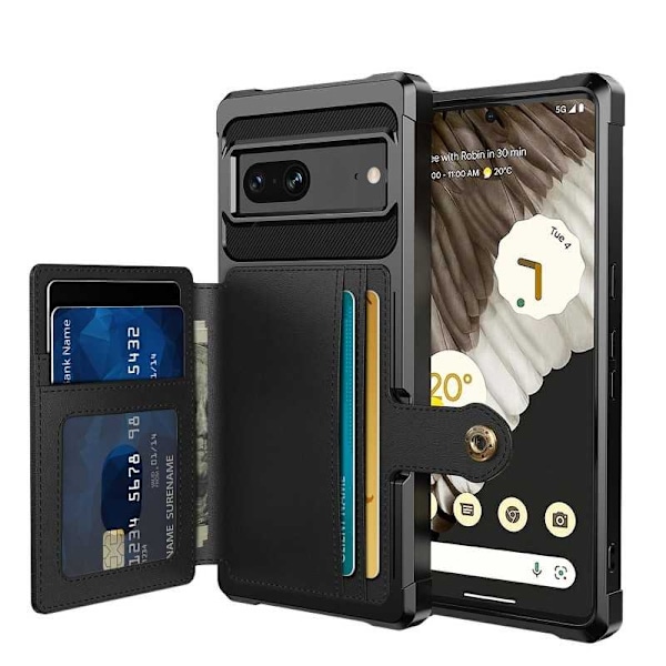 Pixel 7 Stöttåligt Premium Skal 4-FACK Solid V3 RFID Svart