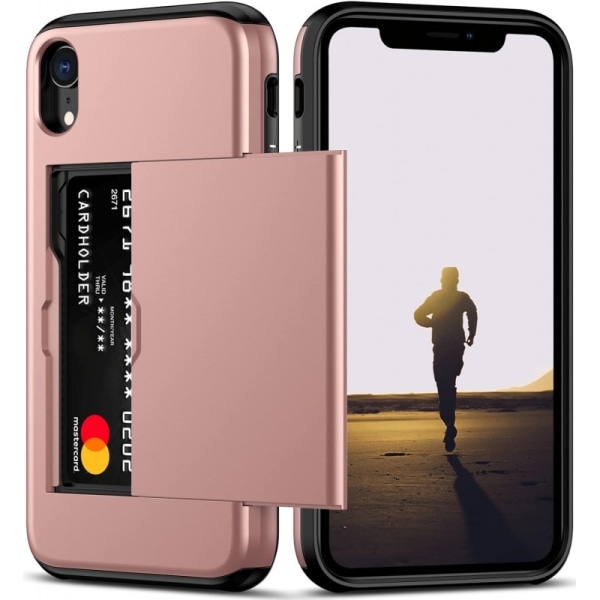 iPhone XR Støtsikkert dekselkortrom StreetWise - Rose Gold